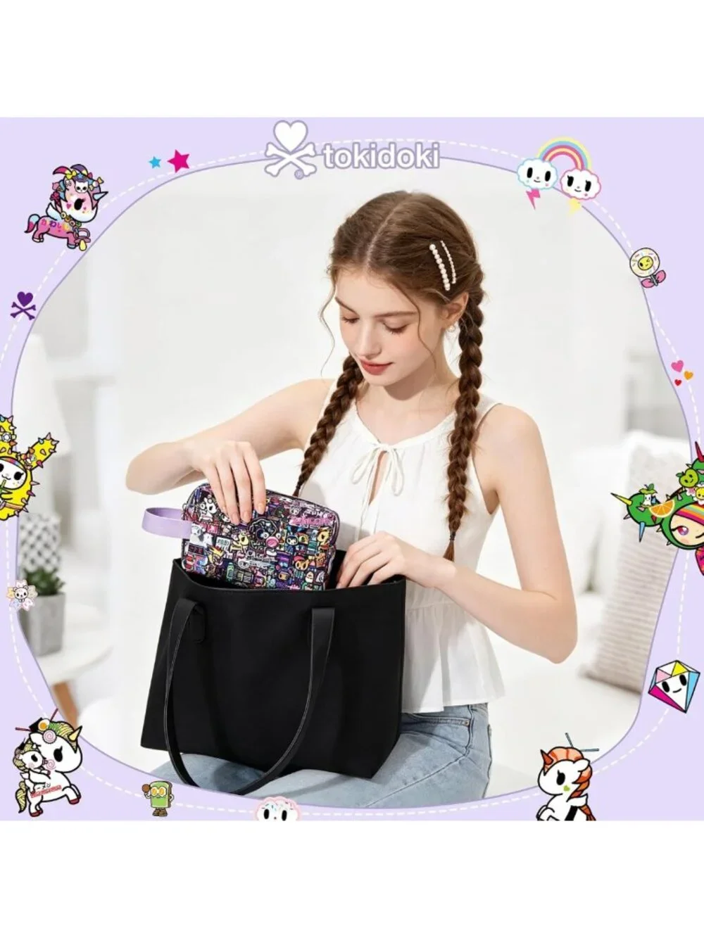 Compact Waterproof Makeup Bag | Travel Toiletry Organizer with Carry Handle